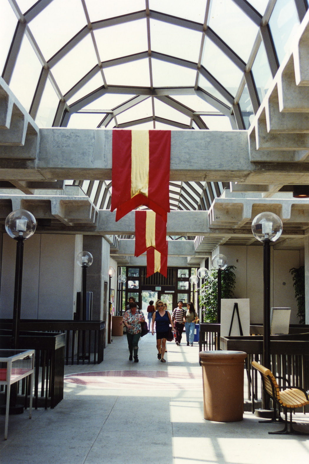 Loker Student Union arch and aisleway, ca. 1994